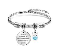 Angelra Regalo de Profesora Pulsera de MujerUn Gran Profesora es Difícil de Encontrar e Imposible de Olvidar Colgante Grabado Pulseras Regular Regalos de Graduación (UN)