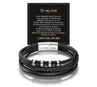 Angelra Regalo para mi hijo, hombre, marido, novio, papá, nieto, hermano, pulsera de cuero para hombre con cierre magnético de acero inoxidable, pulsera de regalo de cumpleaños para hombres, joyería