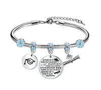 Angelra Regalos de Graduación Pulsera Graduado Mujeres Pulseras Colgante Grabado Detrás de Ti, Todos Tus Recuerdos. Delante de Ti, Todos Tus Sueños. A Tu Alrededor (Detrás)