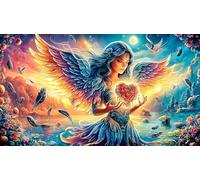 Angels-and-Blue-Roses-in-Heaven Puzzle Familiar 1000 Piezas Educativo Papel Reciclado Desafiante para Adultos Regalo para Hombres 38x26/1000pcs