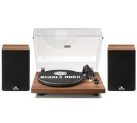 Angels Horn Tocadiscos de Vinilo Bluetooth Hi-Fi Vintage con Altavoces | Preamplificador phono integrado, cápsula magnética AT-3600L, transmisión por correa 33/45 RPM y contrapeso ajustable