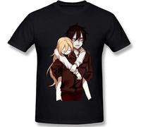 Angels of Death 3D Print Short Sleeve Fashion T Shirt for Men 100% Cotton T-Shirt Black S