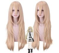 Angels of Death Ray Rachel Gardner Cosplay peluca para mujer 80 cm peluca de pelo sintético largo y recto rubio peluca de fiesta de disfraces de anime
