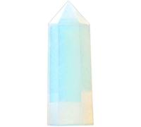 Angelstones Figura de cristal de opalita sintética de piedra lunar curativa hexagonal puntiaguda reiki chakra facetado prisma varita tallada decoración del hogar