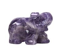 Angelstones Figura de elefante de amatista natural tallada, cristal curativo, estatua de guardián, manualidades, 5 cm
