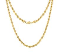 Angelus De Leon Collar de cadena de cuerda para hombre, estilo oro de 14 quilates, 5 mm, 50,8 cm, 61 cm, 76,2 cm, 51 cm, Chapado en oro, No es una piedra preciosa