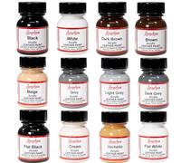 Angelus Kit de iniciación de pintura acrílica para cuero, juego de 12 unidades, 1 onza, negros, marrones, blancos, gris, beige, crema