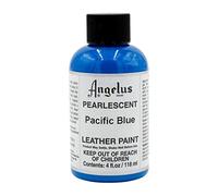 Angelus Leather Paint, Pearlescent Pacific Blue, 4 ounce jar (733-01-452)