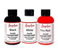 Angelus Pintura acrílica de 4 onzas, trío negro, blanco y rojo fuego