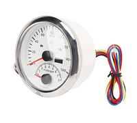 ANGGREK ANGGREK Velocímetro GPS con Diseño de Acero Inoxidable, Odómetro Digital Impermeable de 0-160 MPH para Barcos y Vehículos Todo Terreno (esfera blanca bisel plateado) (esfera blanca bisel