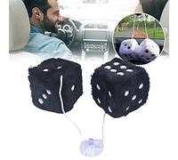 ANGGREK Colgante de Coche de Felpa con Forma de Dado Colgante, 2 uds., con Tela Peluda y Ventosa para Refrigerador de Cristal de Coche (Black)