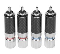 ANGGREK Conector de 4 Uds., Enchufes de Soldadura Cromados con Carcasa de Fibra de Carbono Negra para Equipos de Altavoces de hasta 10mm de Diámetro de Cable