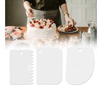 ANGGREK Juego de Raspadores para Crema, Espátulas de Repostería 3 Piezas PP con Bordes Lisos y Dentados, Superficie Antiadherente Suave, Gancho para Colgar, for Decoración de Pasteles y