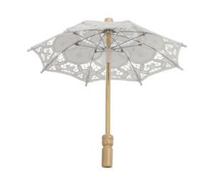 ANGGREK Paraguas de Encaje para Boda, Paraguas de Encaje Nupcial Ligero, Compacto y Plegable con Mango Ergonómico para Fotografía de Fiesta (Beige)