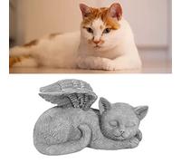ANGGREK Pet Memorial Angel Statue Sleeping Garden Sculpture Tribute Angelic Monumento Piedra Sintética Tallada a Mano para Recuerdo de Mascotas Amado (Gato ángel)