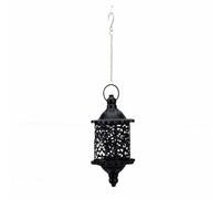ANGGREK Portavelas marroquí de Hierro Forjado, Soporte de té Colgante con Diseño Vintage Calado para Decoración del Hogar, Bodas y Patio (Black)