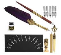 ANGGREK Set de Pluma de Escritura, Pluma de Madera con Puntas Reemplazables de Acero Inoxidable for Escritura y Caligrafía (SP248014R violeta)