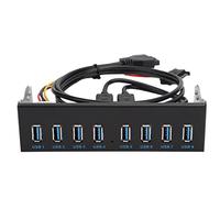ANGGREK USB 3.0 Hub para PC, Adaptador de Panel Frontal con 8 Puertos y Cable de Alimentación, Extiende Puertos USB 3.0 Desde el Conector de 19 Pines de la Placa Base para Computadora