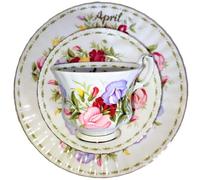 AngiesStrickZauber: Royal Albert - Plato de porcelana - Tradicional, Floral - Alto brillo - Patrón de flores (abril) - 1 pieza - Grande - Se recomienda lavar a mano