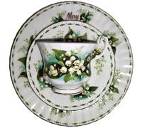 AngiesStrickZauber Vendido : Royal Albert/Original/Flower of the month/MAI / 1 taza - 1 platillo - 1 plato de pastel/original/hueso China/Inglaterra