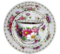 AngiesStrickZauber Vendido : Royal Albert/Original/Flower of the month/Octubre/1 taza - 1 platillo - 1 plato de pastel/original/hueso China/Inglaterra