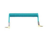 Angitu Cable en espiral de resorte TRRS a TRRS de 3,5 mm para teclado mecánico dividido RODE Sc7 de VIDEOMIC GO Video Mics Micro Type Cables de ángulo (bobina de 90 a 90 trrs de 17 cm, 16 +, azul)