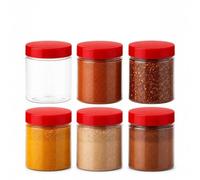 ANGIX 6 tarros de almacenamiento de plástico de 100 ml con tapas de rosca, recipientes herméticos de almacenamiento de alimentos para cocina, alimentos, especias, hierbas y dulces, macetas