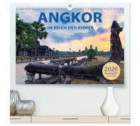 ANGKOR - IM REICH DER KHMER (hochwertiger Premium Wandkalender 2026 DIN A2 quer), Kunstdruck in Hochglanz: Die Tempel der Götter im schönsten Licht