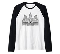 Angkor Wat Arte Lineal Viajero Camiseta Manga Raglan