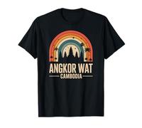 Angkor Wat Camboya, Arco Iris Retro y Divertido Templo Vintage Camiseta