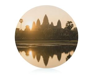 Angkor Wat Ruins - Tabla de cortar resistente a los arañazos, tabla de cortar portátil, tabla de cortar redonda de vidrio para cocina, picnic al aire libre, 7.9 pulgadas
