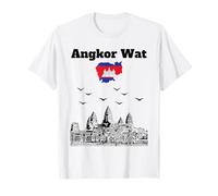 Angkor Wat Souvenir Camboya Viaje Bandera camboyana Camiseta