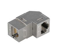 Angle connector cat6a western 8/8-jack to western 8/8-jack, with brack