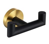 Angle Simple Double Towel Hook, Stainless Steel Hand Towel Holder for Bathroom, Coat Hook for Wall, Black and Gold