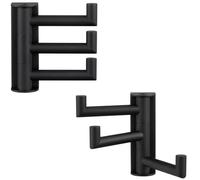 Angle Simple Ganchos giratorios para toallas de baño, SUS 304 de acero inoxidable plegable de 3 brazos, toallero, ganchos de pared de ducha, negro mate, paquete de 2