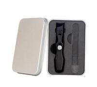 Angled Fingernail Clipper, Stainless Steel Metal Box Glass File