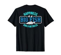Angler Happiness Big Fish and Witness - Regalo de Pesca, Color Negro Camiseta