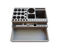 Angler Worktop - 12 Inch Lightweight Foam Material for Lure Making Streamlining, Modular Slot System with Magnetic Part Tray, Fishing Rig Bench for + Hobbyist Travel Case Gear Collection