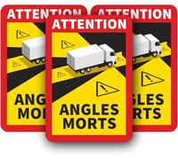 Angles Morts señal magnética para Francia I 17 x 25 cm I 3 piezas I camión autobús y furgoneta I señal de precaución/advertencia/aviso I resistente a la intemperie I hin680