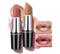 Anglicolor 2Pcs Pintalabios Metallic Brillo, Lapiz de Labios Hidratante