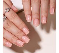 Anglicolor Uñas postizas,reusable uñas press on,Desnudo uñas para pegar,32 uñas postizas cortas de gel suave,incluye pegamento para uñas,lima de uñas y barra de manicura (Nude-A2, 32 piezas)