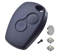 Angofiz - Carcasa para llave con mando a distancia compatible con Dacia Duster, Dacia Sandero,Sandero Stepway, Lodgy, Logan, Dokker +2 botones pulsador interruptor + pila