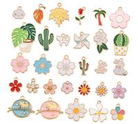 Angoily 1 Juego Colgante De Flor Hechizas Encanto Colgantes Collar De Collar Colgante Vegetal Amuletos Para Hacer Joyas Pulsera Plantas Colgante Aleación 30 Piezas