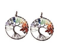 Angoily 1 Juego Collares De Colgante De Árbol De Cristal Diseño Creativo De Joyería De Cristal Sin Cadena Para Diy Y Manualidades 2 Piezas