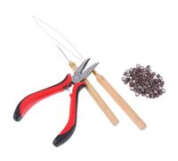 Angoily 1 juego Pinzas de Precisión y Dispositivo de Enhebrado con Anillos Micro de Silicona Herramienta de Estilizado DIY para Casa