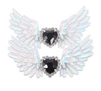 Angoily 1 Par de Clips para Zapatos Alas de Ángel Gótico, Dijes Decorativos Pedrería, Accesorios para Botas Lolita, Color Plateado, Adecuado para Personalizar Calzado y Disfraces