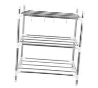 Angoily 1 Pc Estante De Almacenamiento De Cocina Estantería De Acero Inoxidable Estantería De La Esquina De La Sala De Estar Estante De Cocina De 3 Niveles Metal Marco De Esquina Páginas