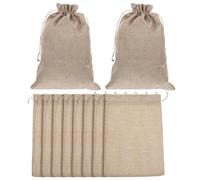 Angoily 10 Piezas Bolsas de Arpillera Cordón Beige, Fáciles de Abrir y Ligeras, Tamaño 10x14 Pulgadas, Ideales para Fiestas Temáticas y Regalos Elegantes