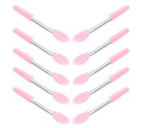 Angoily 10 Pinceles de Silicona para Labios y Sombra de Ojos Aplicadores de Maquillaje Mango Rosa y Tubo Plateado Set de 10 Piezas para Crema Labial y Sombra Herramienta Práctica para