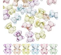 Angoily 100 Cuentas Acrílicas Espaciadoras Transparentes Forma de Oso, Mixtas, para Hacer Joyería Diy, Pulseras y Lazos Cabello, Suministros de Manualidades y Bricolaje Color Aleatorio